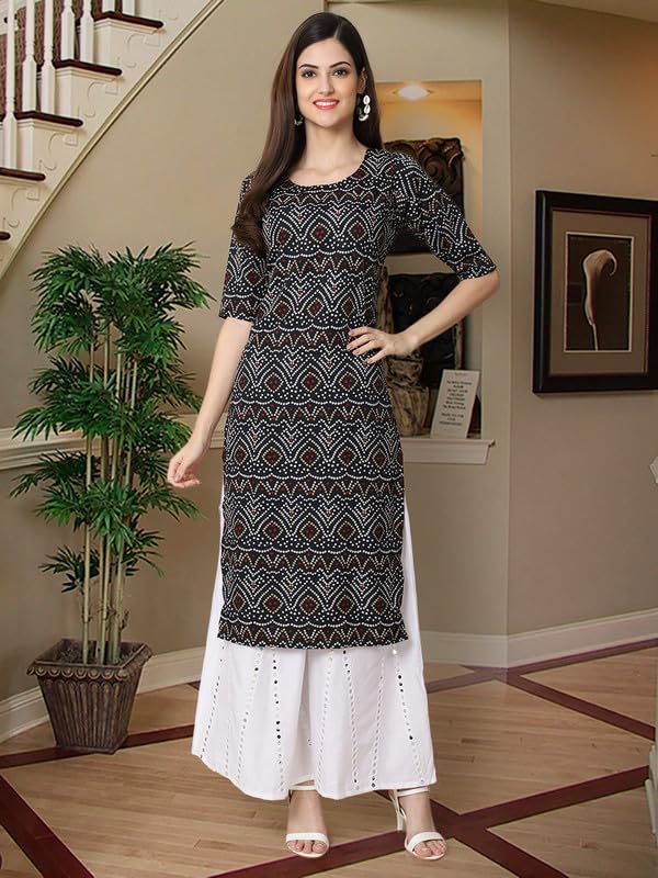 Image of Pinkmint Women's Crepe Digital Print Straight Kurta [Pack of 6]