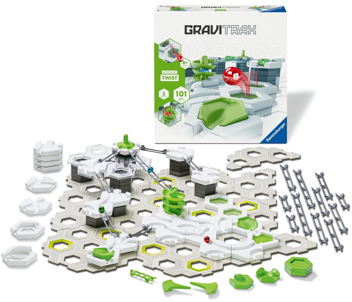 Ravensburger GraviTrax Starter Set – Circuit de Billes 101 Pièces avec Trampoline et Spirale – Jeu de Construction STEM – Piste à Billes Créative et Évolutive – Dès 8 Ans – Version Française