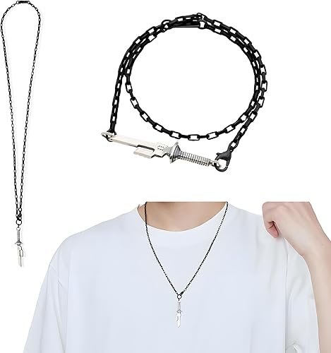 Vista 4 de YBRAVO Collar con colgante de espada de acero inoxidable gótico vintage para hombre, diseño único de espada rota para hombres y mujeres, elegante