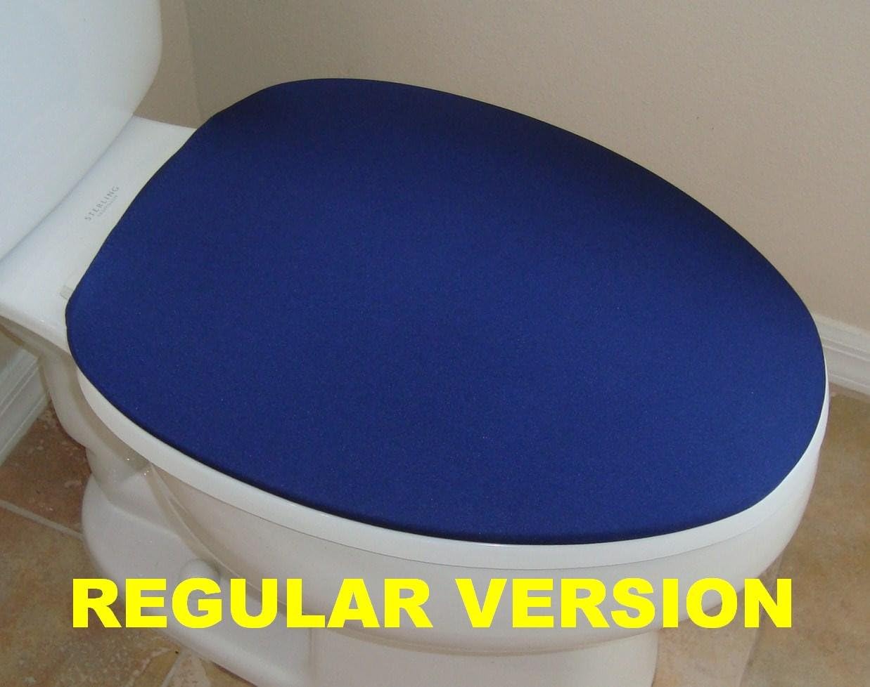 Spandex Fabric Cover for a lid Toilet SEAT fits on Round & Elongated Models - Handmade in USA (Blue Navy) : Home & Kitchen