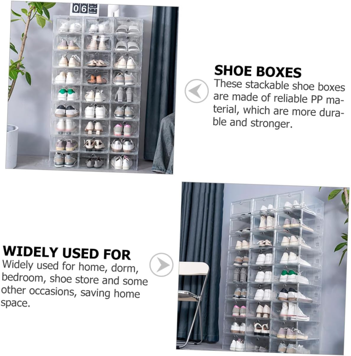 4pcs Stackable Storage Boxes Shoe Box Shoe Rack Organizer for Cabinets Pp Material Home Dorm Storage Organizer