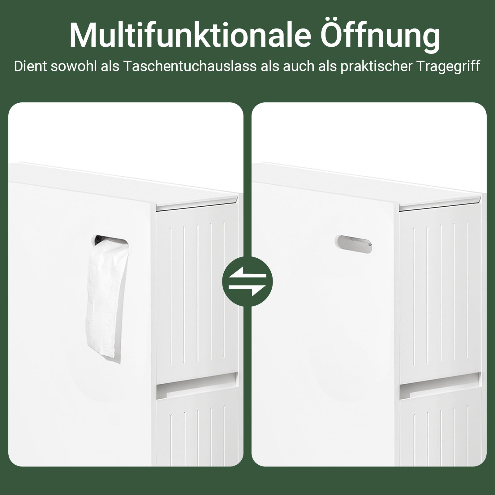 SoBuy Nischenregal 20cm – schmaler Badezimmerschrank mit Rollen Nischenwagen Rollwagen mit Schublade für Toilettenpapier-Aufbewahrung, Badmöbel aus Holz, Weiß, 20x75x60cm, BZR111-W