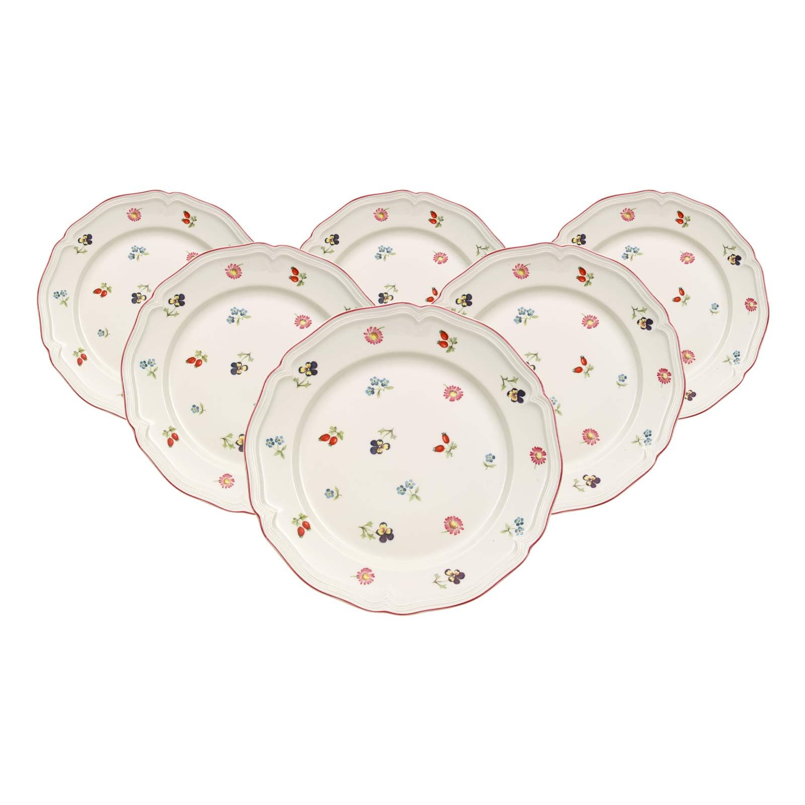Villeroy & Boch Petite Fleur Frühstücksteller, Porzellan, Weiß, 22 x 22 x 7 cm, 6 Einheiten
