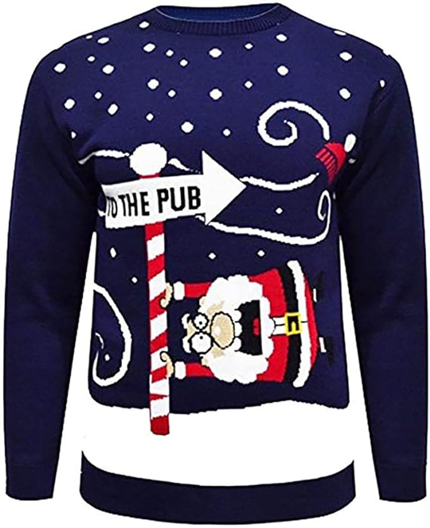 mymixtrendz Mens Xmas Novelty Knitted Christmas Reindeer, to The Pub Jumper Size S-2XL