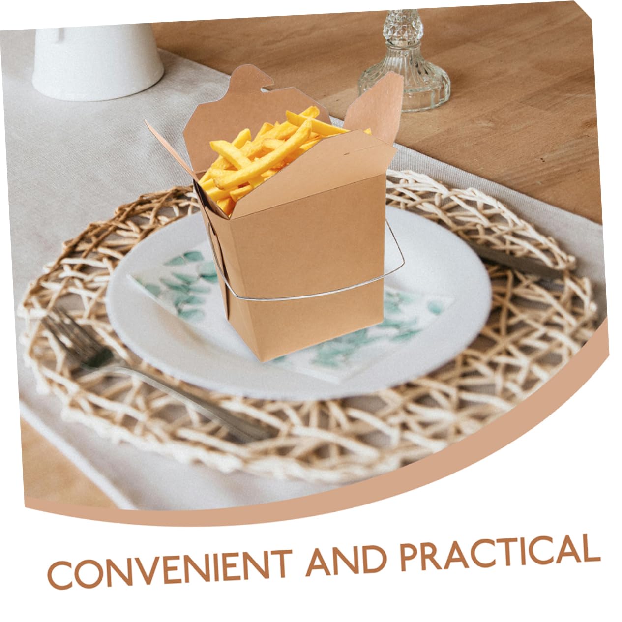 50piezas Cajas De Comida Para Llevar De Cartón Con Asa Unidades De Envases De Papel Para Hamburguesas Comidas Para Llevar Para Picnics y Catering