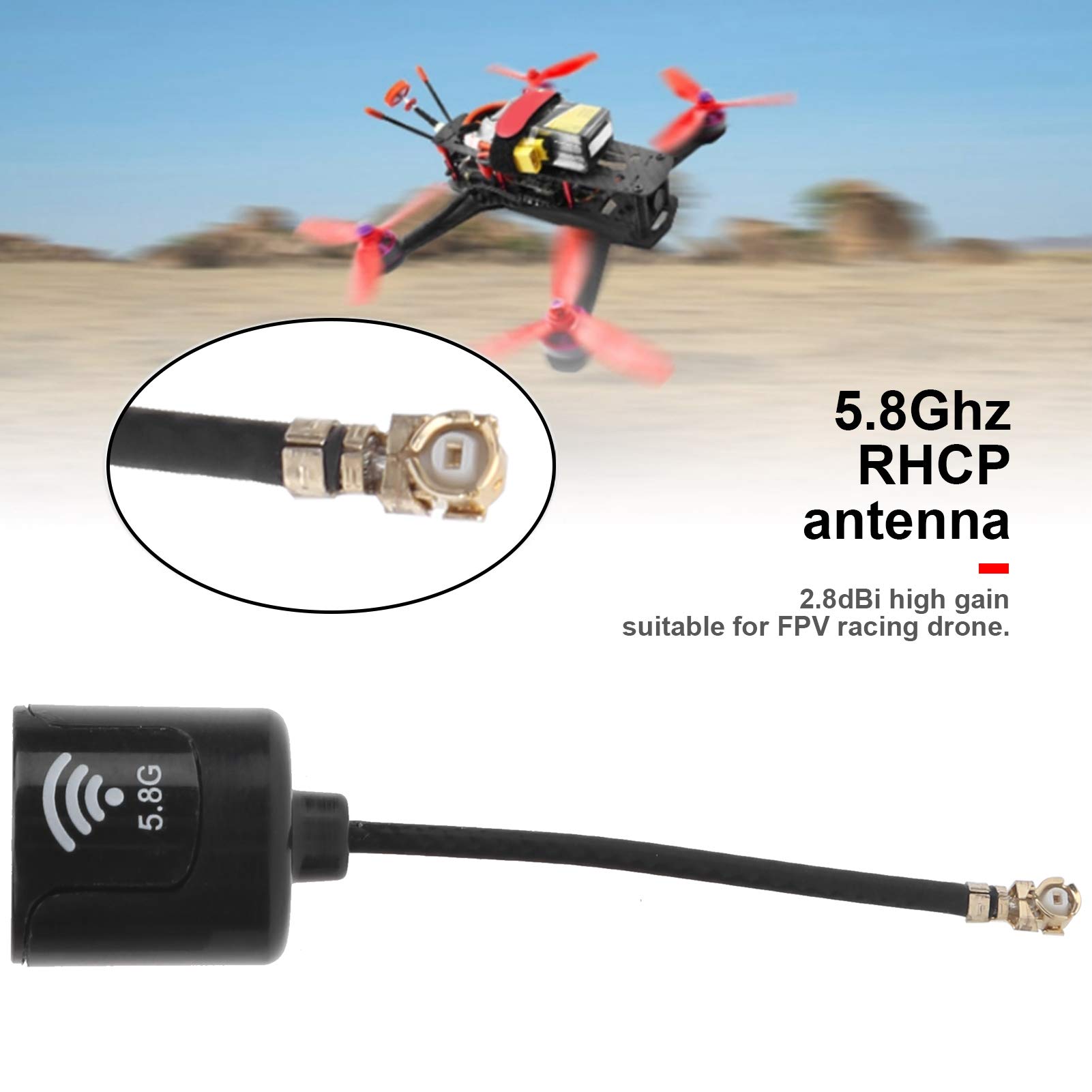 QANYEGN 5.8Ghz RHCP Antenna, 2.8dBi Long Range Antenna, High Gain UFL Interface Long Aerial for RC Aircraft FPV (Black)