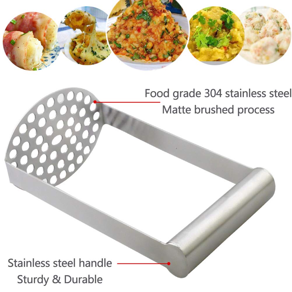 Kartoffelstampfer Edelstahl – Innovative Presse für müheloses Obst und Gemüse Stampfen – Stabile Silberpresse für einfaches Kochen