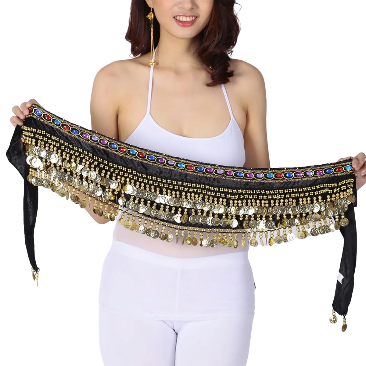 YUPPIN Belly Dance Belt with sequin gold Coins, for Women's Hip Hop Costumes premium hip scarf-picture-14