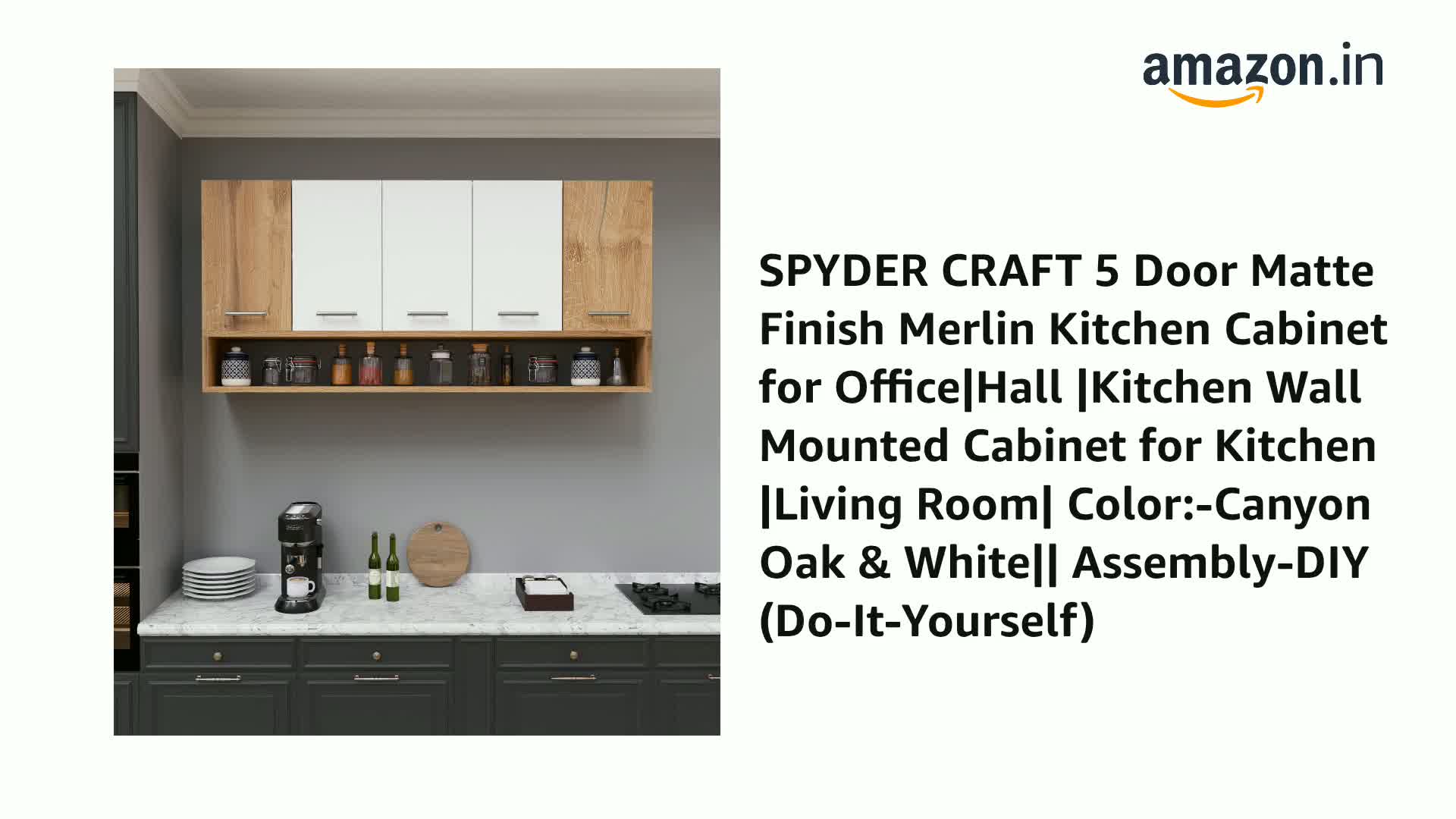 Merlin SPYDER CRAFT 5 Door Matte Finish Merlin Kitchen Cabinet for Office