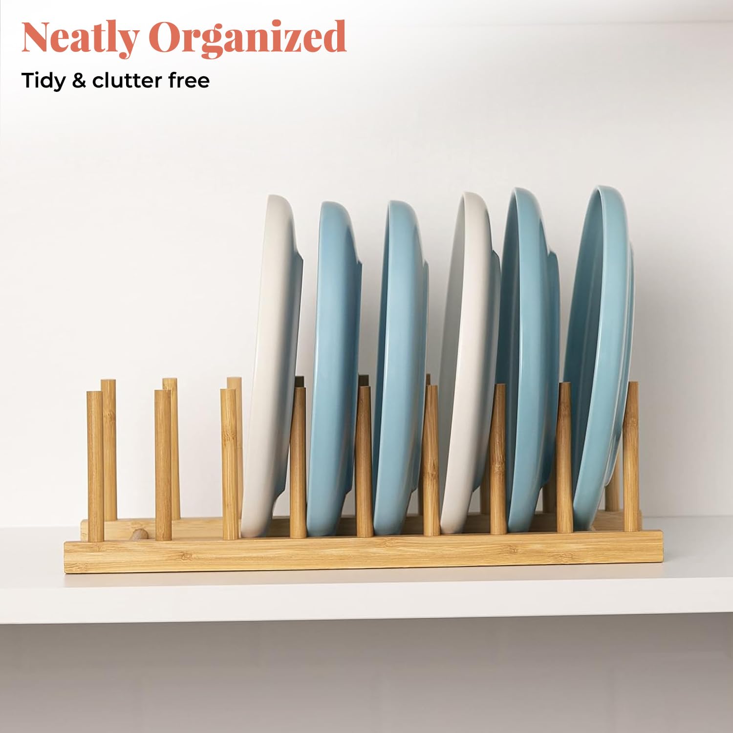 HOKIPO Bamboo Dish Drying Rack - 7 Slots -8
