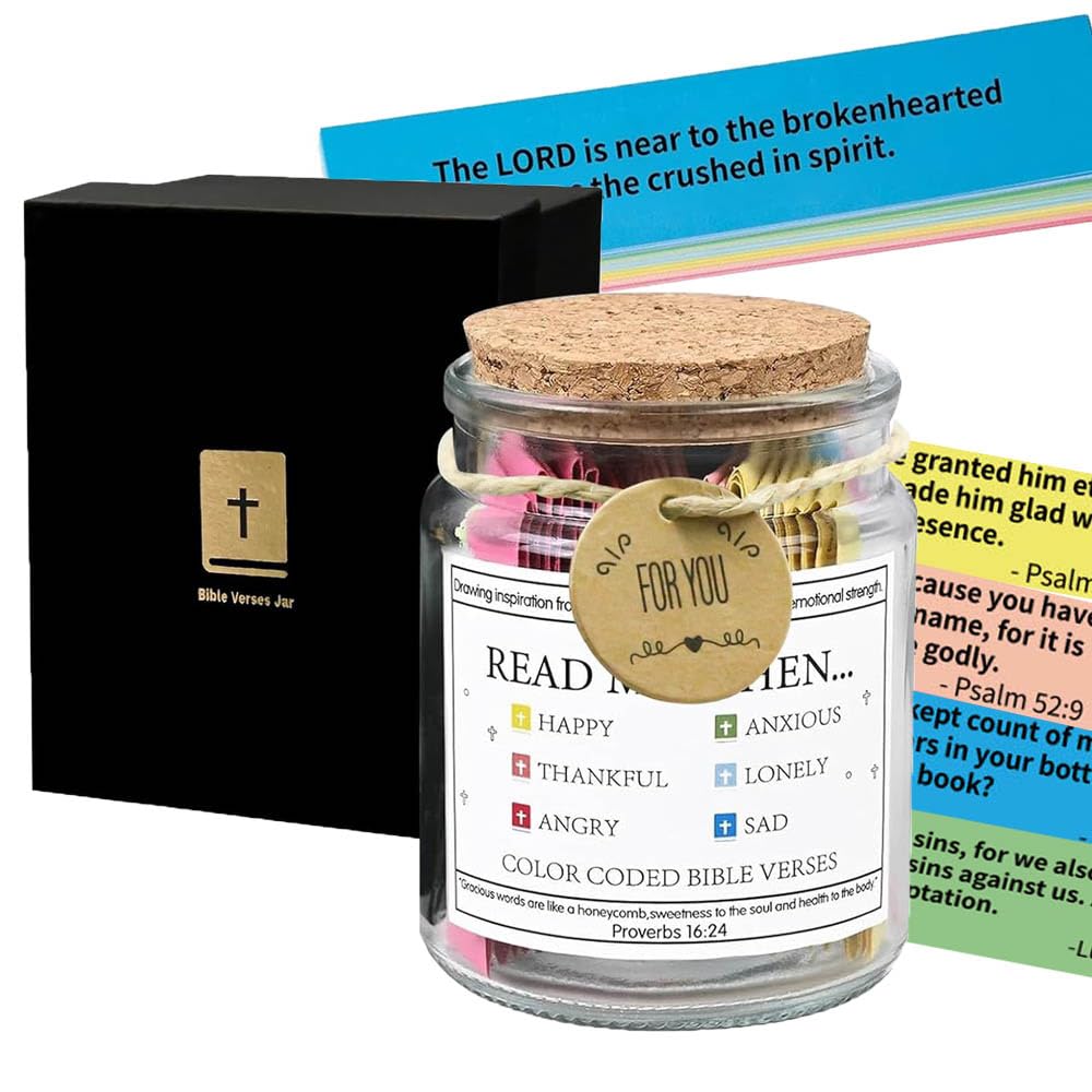 Bible Verses Jar, Christian & Graduation Gifts For Her, Inspirational Scripture Prayer Jar Hope Jar, Christian Bible Gifts for Women Men Mom Dad Friend Kids, Bible Study Supplies
