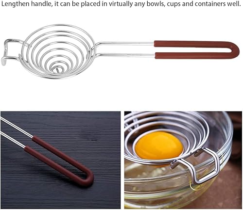 Miniatura 4 de Separador de huevos separador de huevos de acero inoxidable con mango largo separador de filtro blanco de yema de huevo divisor de blanco de yema