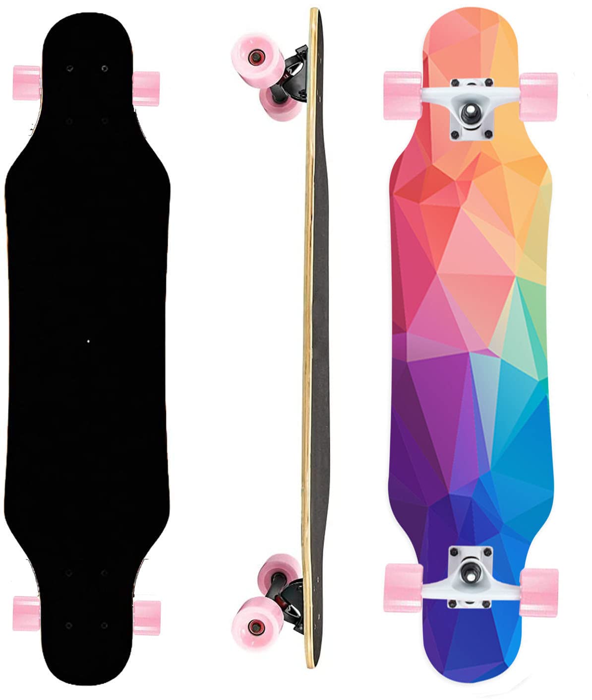 Skateboard Complet ELOS Mini Longboard Cruiser - Noir - Très Bon état