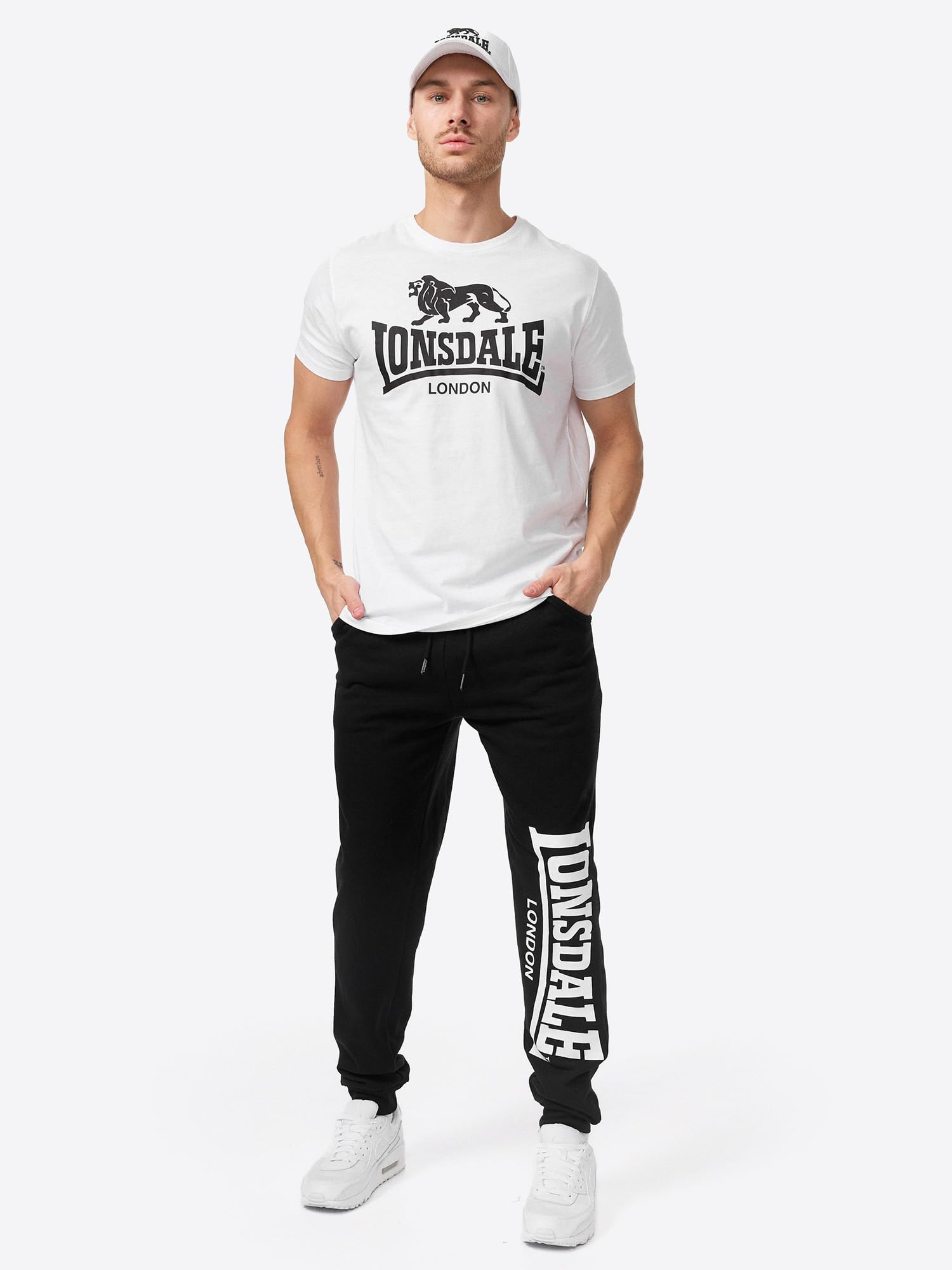 Lonsdale London Logo Large Homme Bas de survêtement Noir Confortable