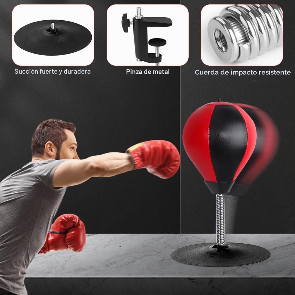 Punchingball boxeo y saco para escritorio: abrazadera de mesa y accesorios antiestrés