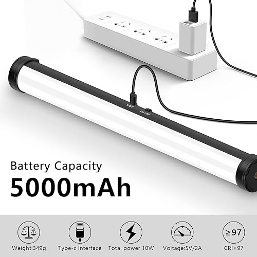 Miniatura 5 de Obeamiu 2600-9600K, batería recargable de 5000 mAh, efecto de 21 luces para videoconferencias, estudio de YouTube, transmisión de juegos en vivo,