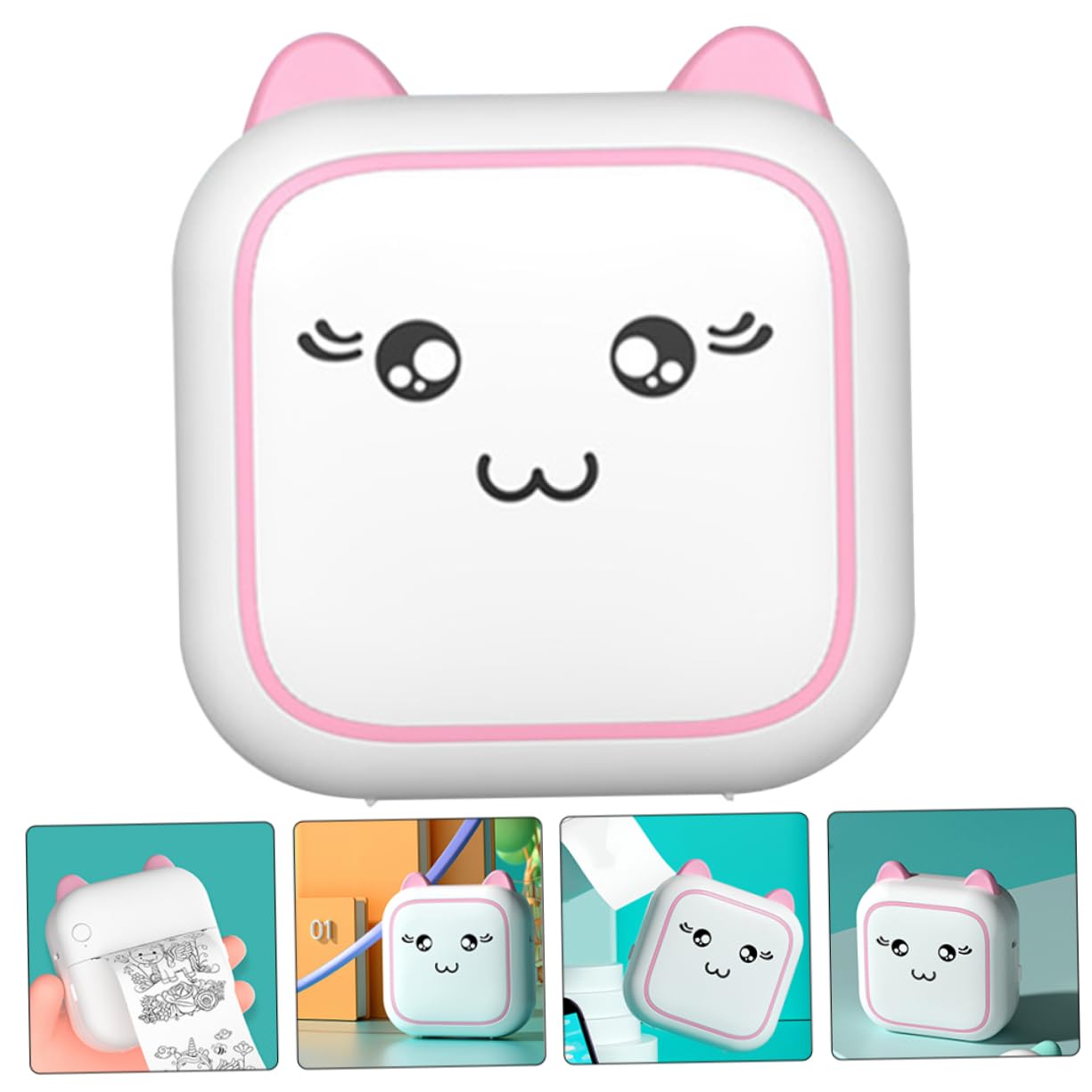 NUOBESTY 1 Set Mini Stampante Termica Portatile Stampante Foto e Etichette per Casa e Scuola per Studenti e Ufficio Funzioni Versatili e Ridotti