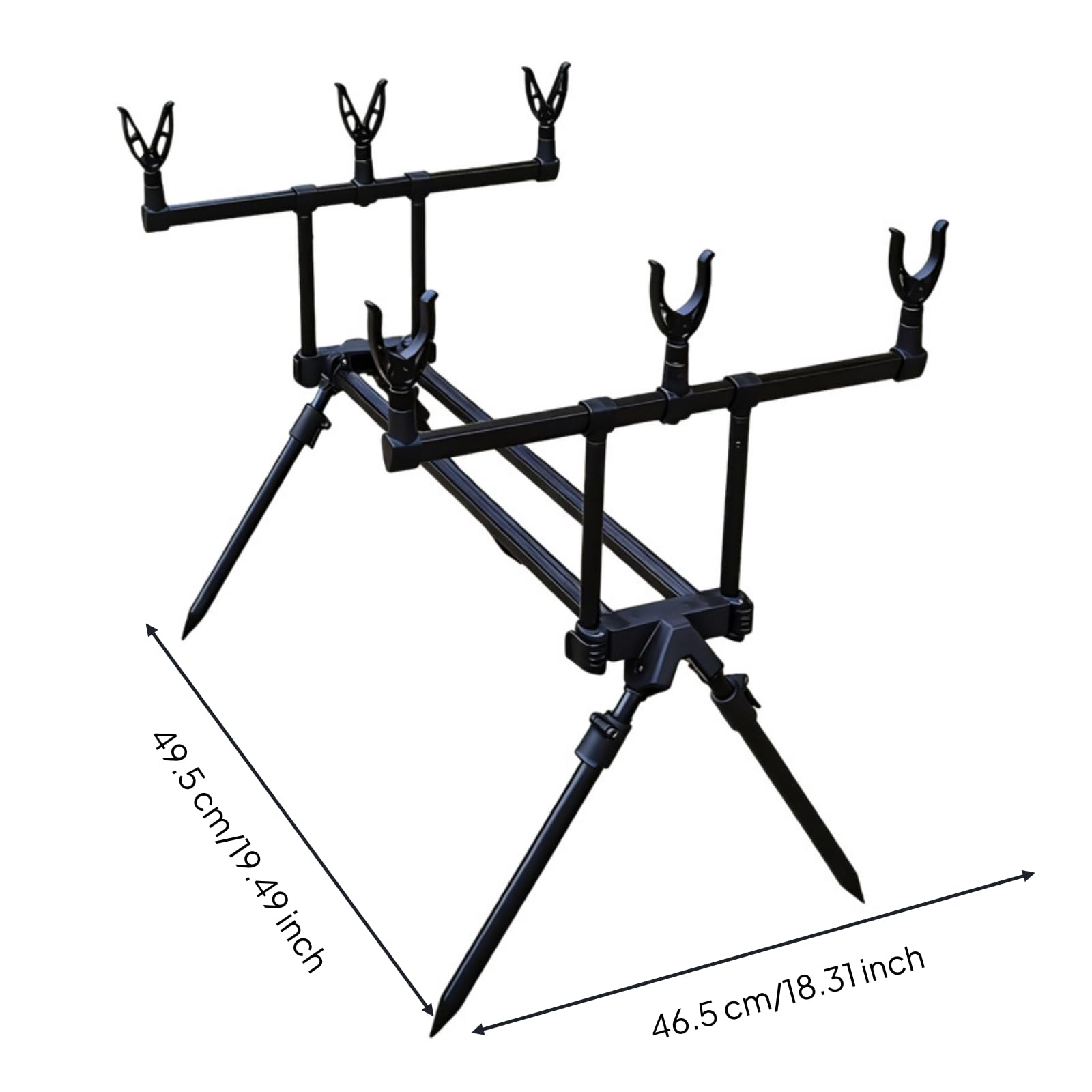 Perfeclan Soporte para Caña Pescar con Base Aleación Aluminio y Nylon con Cabezal Ajustable y Patas Extensibles para Pesca en Orilla y