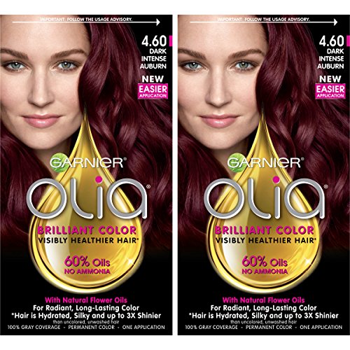 Garnier Olia Ammonia-Free Brilliant Color Oil-Rich Permanent Hair Color, 4.60 Dark Intense Auburn (Pack of 2) Red Hair Dye