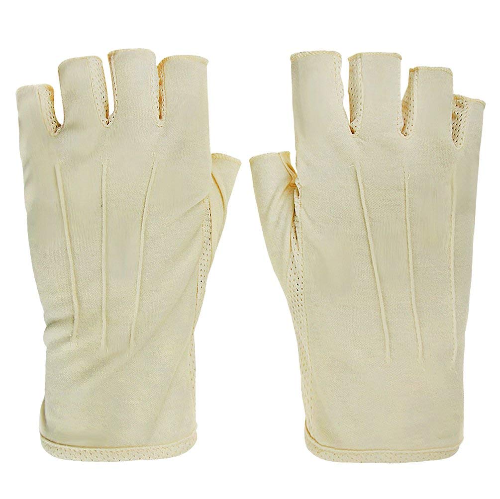 Mens Women UV Protection Cycling Glove Half Finger Driving Glove Cotton Non-Slip Riding Mitten Breathable Sunblock Glove