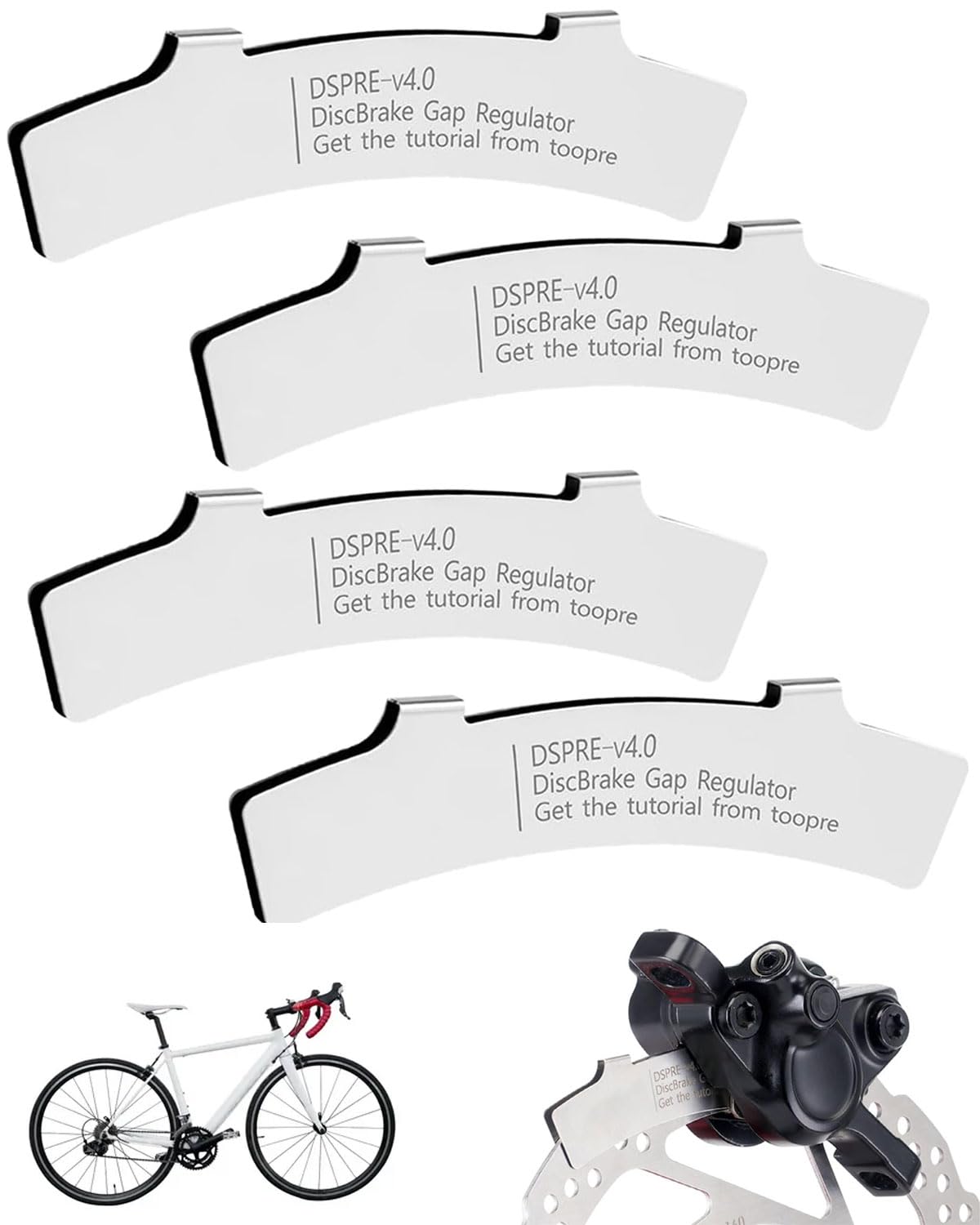 HUVZOR 4 pcs Fahrrad Scheibenbremsen Einstellwerkzeug Werkzeug,Rotor Ausrichtungswerkzeug,Werkzeugsets für Fahrräder,304 Edelstahl,Einstellen des Bremssattelspiels, Lückenregler für alle MTB,Rennrad Sport & Freizeit