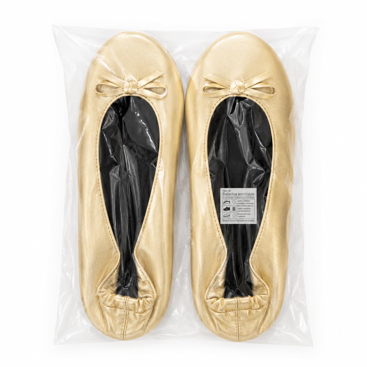Genérico 12 Pares Manoletinas Plegables Color Beige Oro | Ideales para Boda