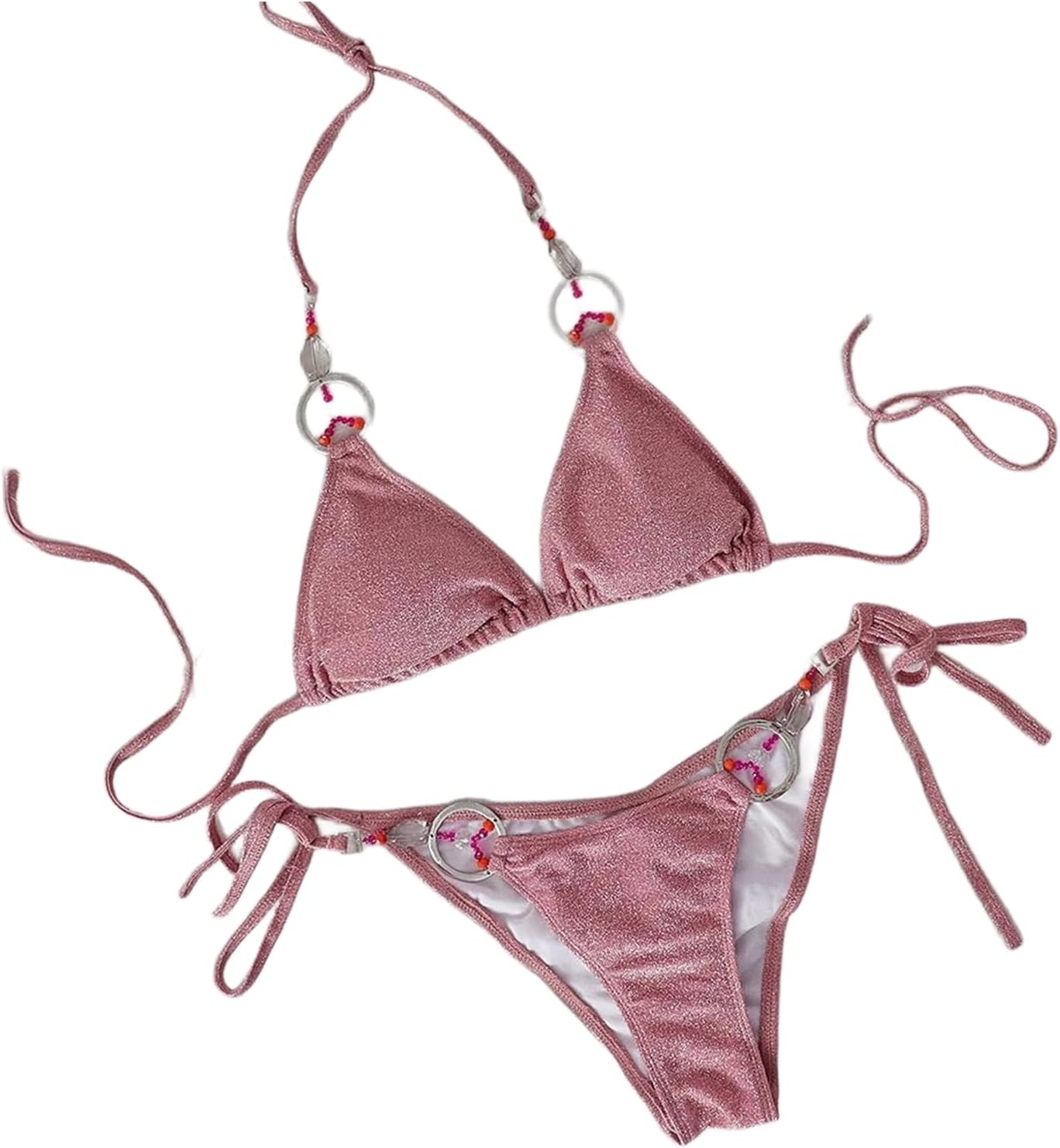 Colf レディース 2ピース ビキニ ラインストーン 水着 水着 チーキー ストリング ビキニセット 女性用