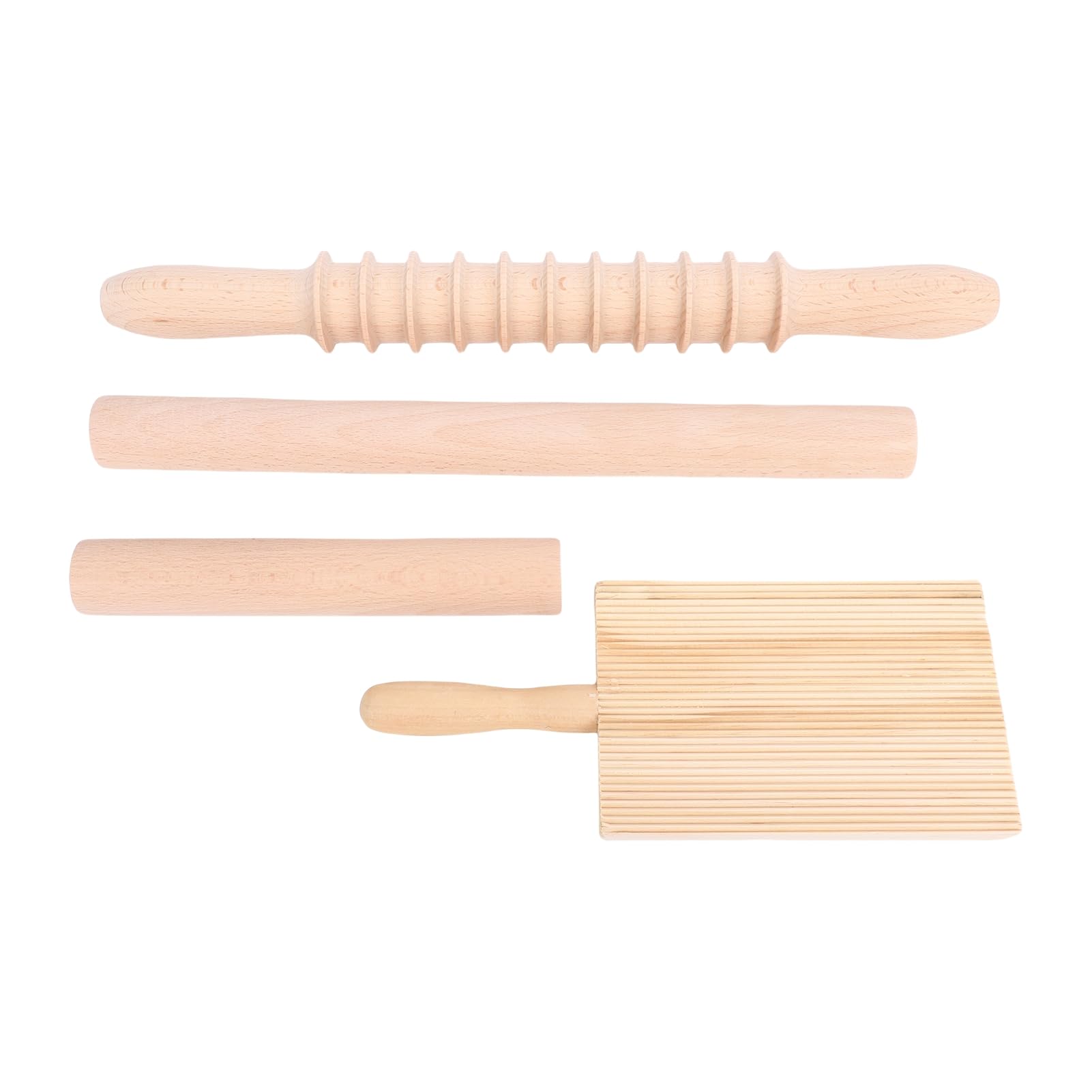 Kit di Pasta Gnocchi, Attrezzi in Acciaio Inossidabile e Faggio in Legno per Gnocchi di Ravioli Pierogi con Comode Manici in Legno