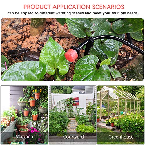 PADRAM Drip Irrigation System 82ft Drip Irrigation Kit Automatic Watering System with 1/4 Inches Blank Distribution Tubing Hose Adjustable Sprinkler Garden Saving Water Drip System Set