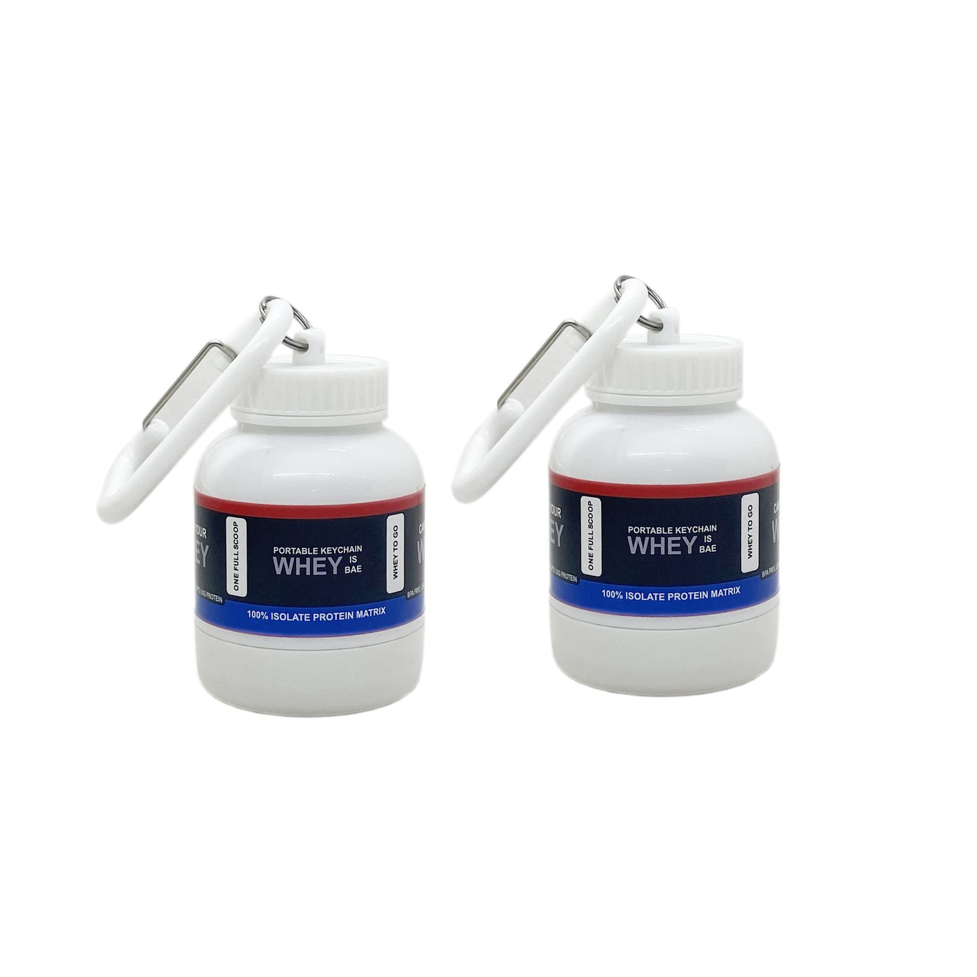 Small Whey Bottle Portable Protein/Supplement Powder Carrying Funnel Pack of 2-30 ml Plastic Utility Container (White Blue)-image-1