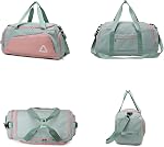 Eslcorri Gym Duffle Bag for Women, Travel Duffel Backpack with Shoe & Wet Compartment Carry on Overnight Luggage Bag (B, Black)