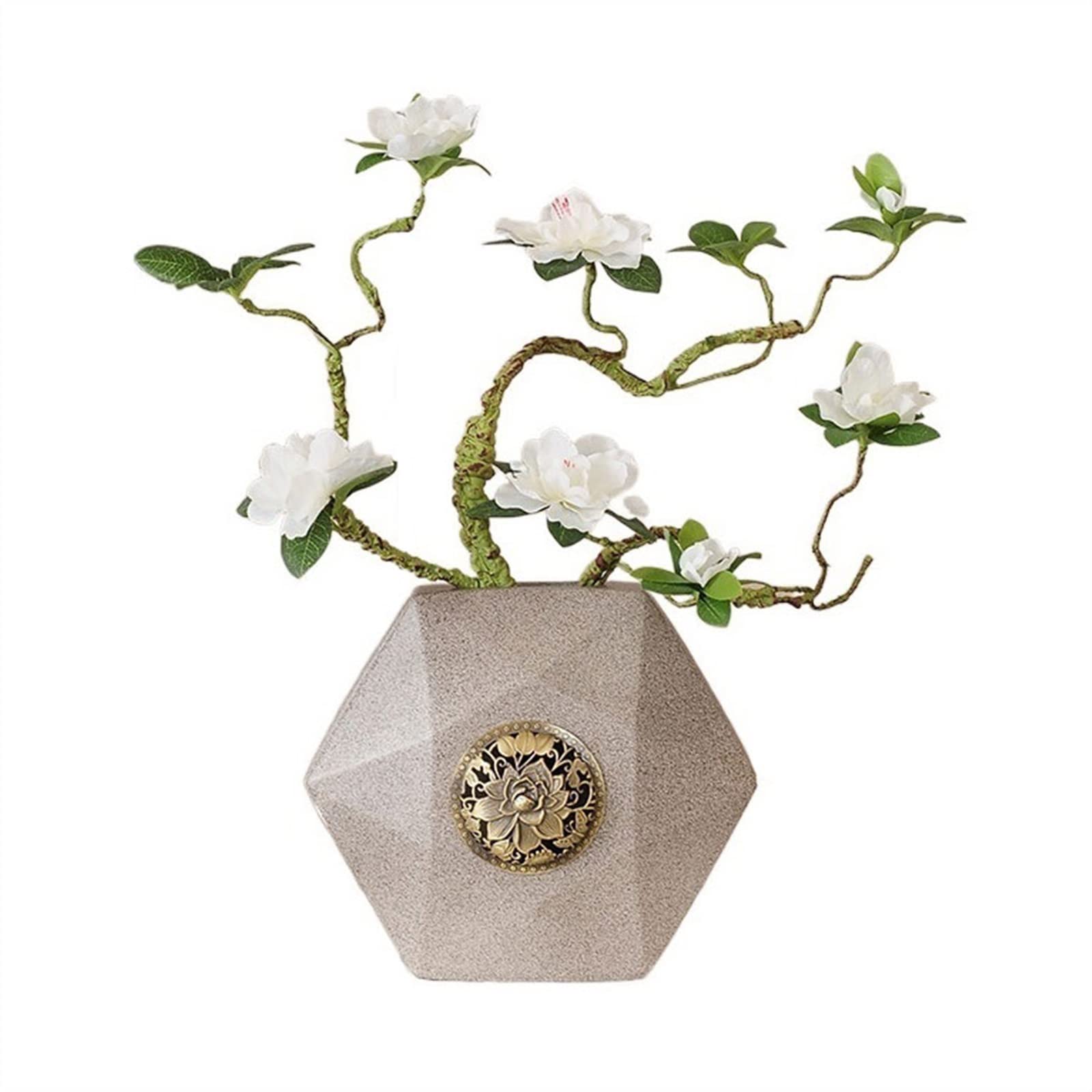 XDLEDMKIZ Artificial Flowers Indoor Indoor Decorative Artificial Flower Ornament with Vase Living Room Entrance Office Simulation Flower Decoration Artificial Flowers in