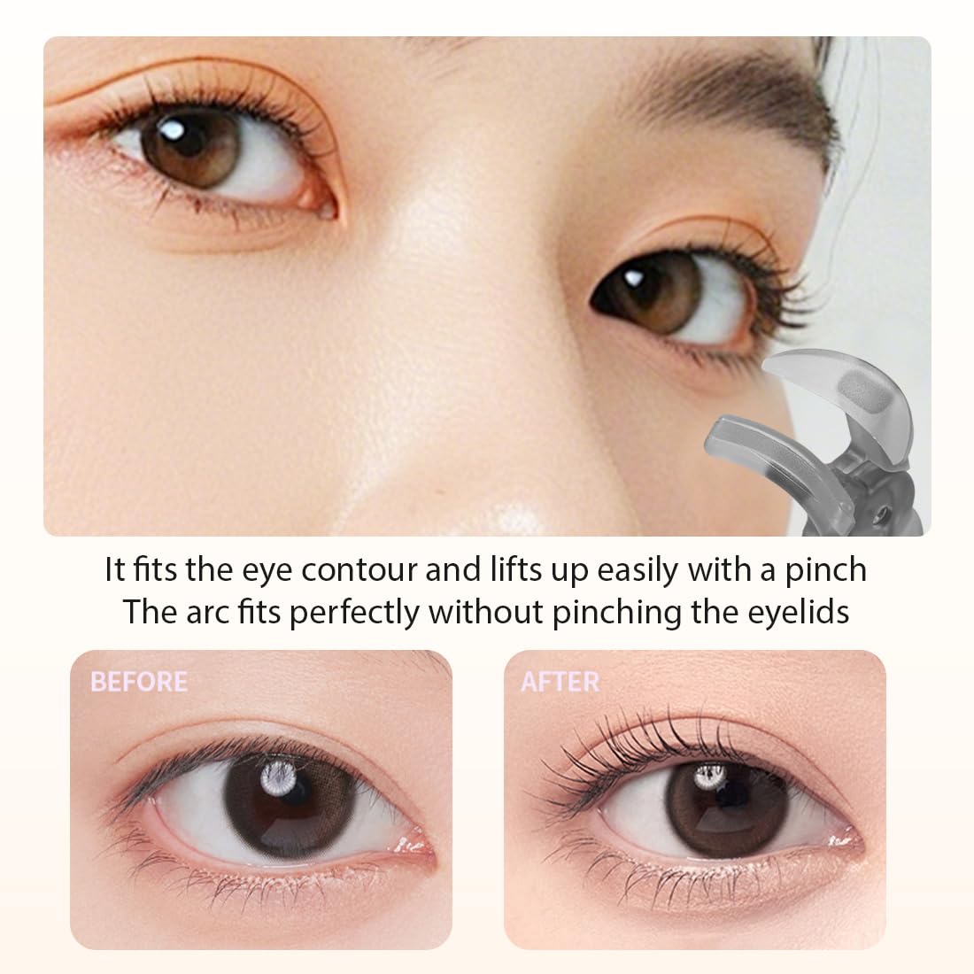 2 Piezas Rizador de pestañas profesional para mujer sin pellizcos ni tirones de larga duración que se adapta a todas las formas de ojos maquillaje