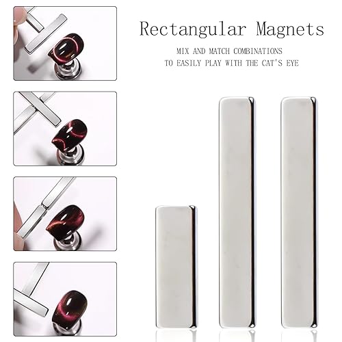 Miniatura 8 de Juego de 43 herramientas magnéticas para uñas, esmalte de uñas de gel de ojo de gato, bolígrafo magnético con alambre de hierro flexible, 3 en 1