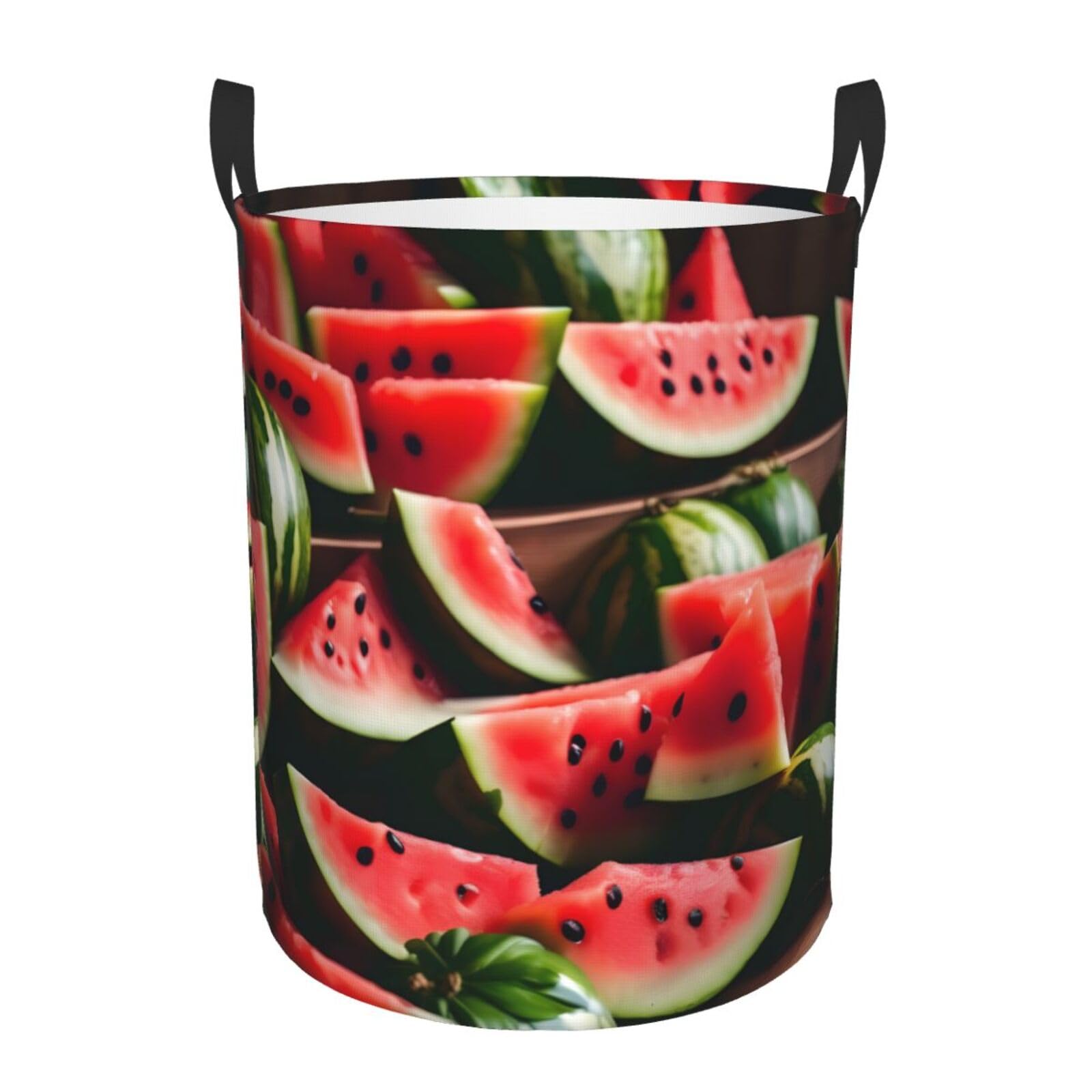 S Collapsible Round Watermelon fresh fruit Print Laundry Hamper