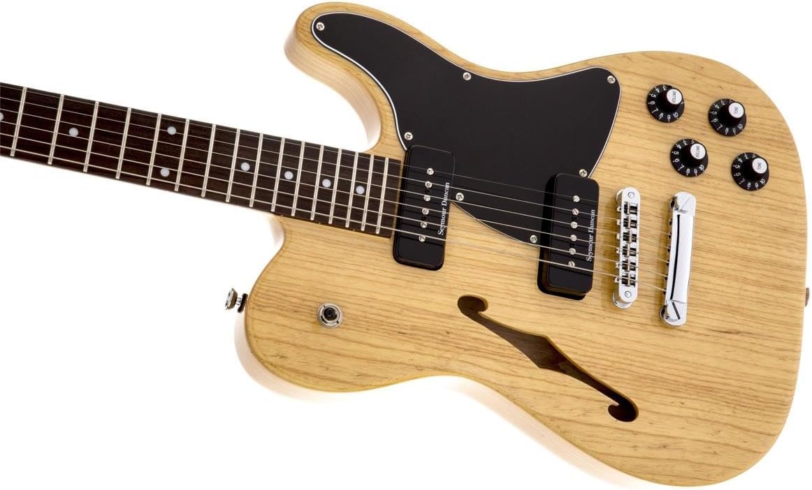 Fender Jim Adkins JA-90 Thinline Telecaster Electric Guitar, with 2-Year Warranty, Natural, Laurel Fingerboard