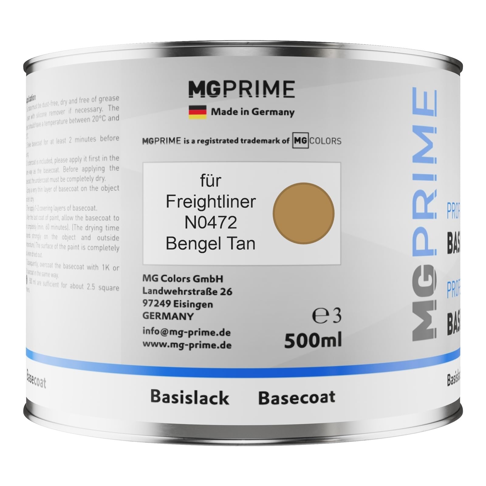 MG PRIME Pots de Peinture voiture pour Freightliner N0472 Bengel Tan 1,25L