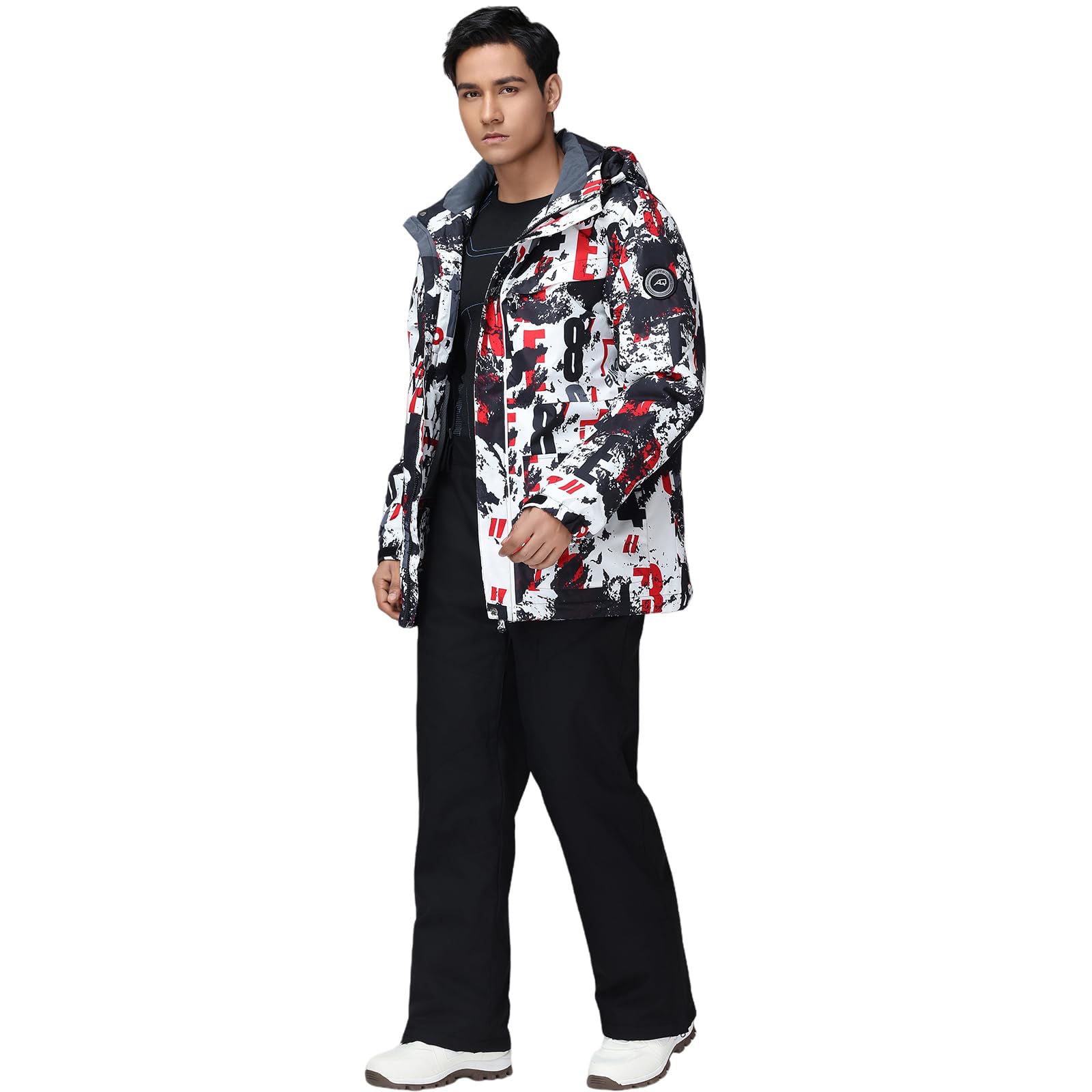 HOUZONIY Conjunto de traje de esquí para hombre, traje de nieve cálido a prueba de viento, traje de nieve de 2 piezas (238+negro M)