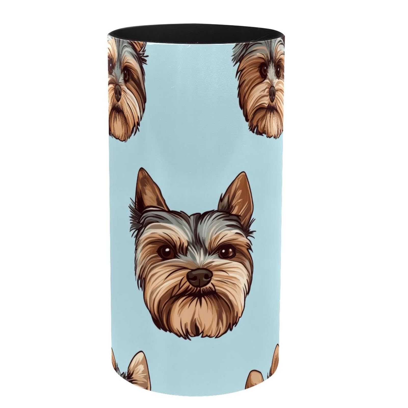 Boîte à musique en métal Yorkshire Terrier et porte-pinceaux chic