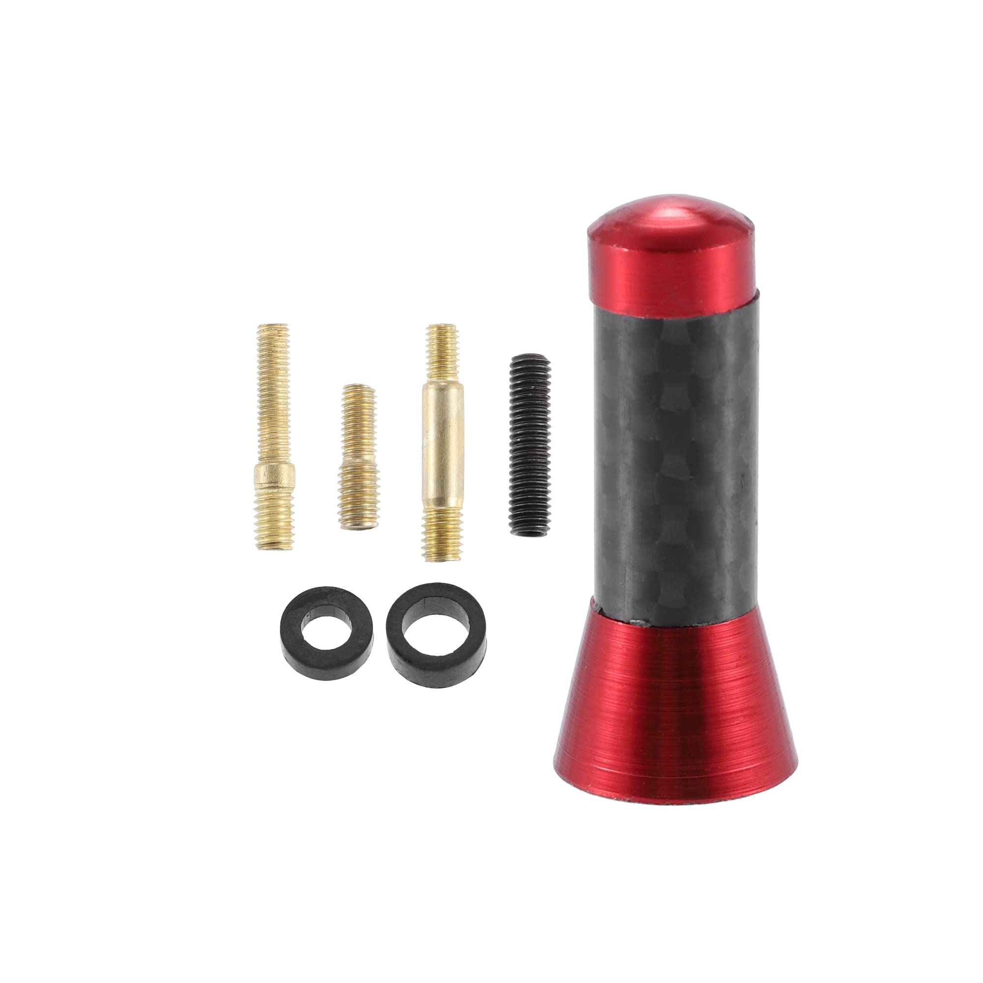 X AUTOHAUX 1 Set 3.5cm 1.38" Car AM FM Radio Signal Antenna Mast Universal Red, 1.38"x0.59"