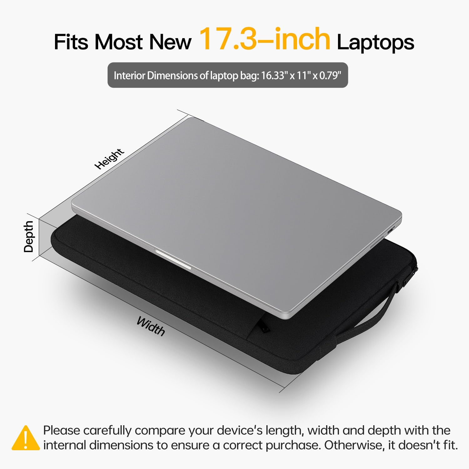 17.3 Inch Laptop Carry Case Sleeve for HP Envy 17 17t/Pavilion 17/Omen 17, Acer Predator 17, Dell Inspiron 17/Dell G3 G7 17.3, Lenovo Ideapad 17, MSI GS75, 17 in Waterproof Computer Bag with Handle : Electronics