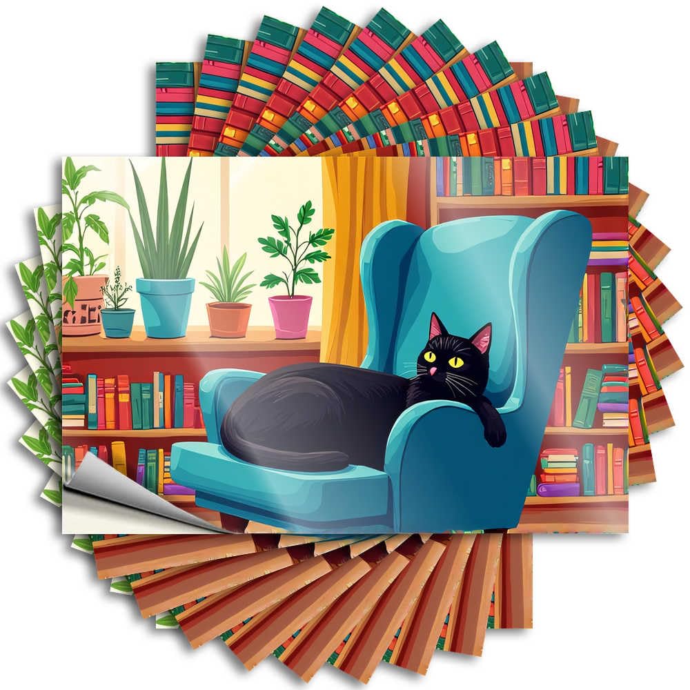 Mancave Stuff for Men Decal - Core Mom Bottle Cozy Home with Black Cat and Plants(12X18CM)