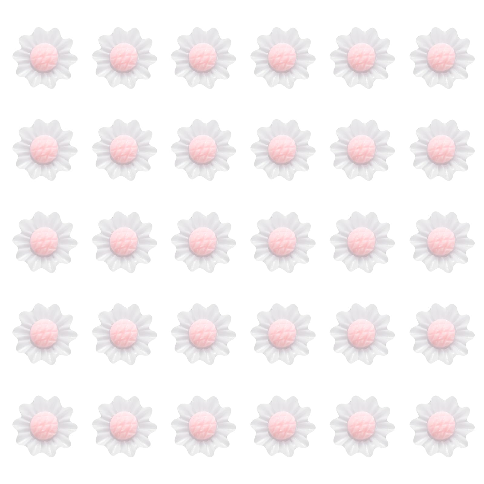 CoCud Mini Resin Flower, 0.22" Diameter, Miniature Tiny Flower Charm Dollhouse White