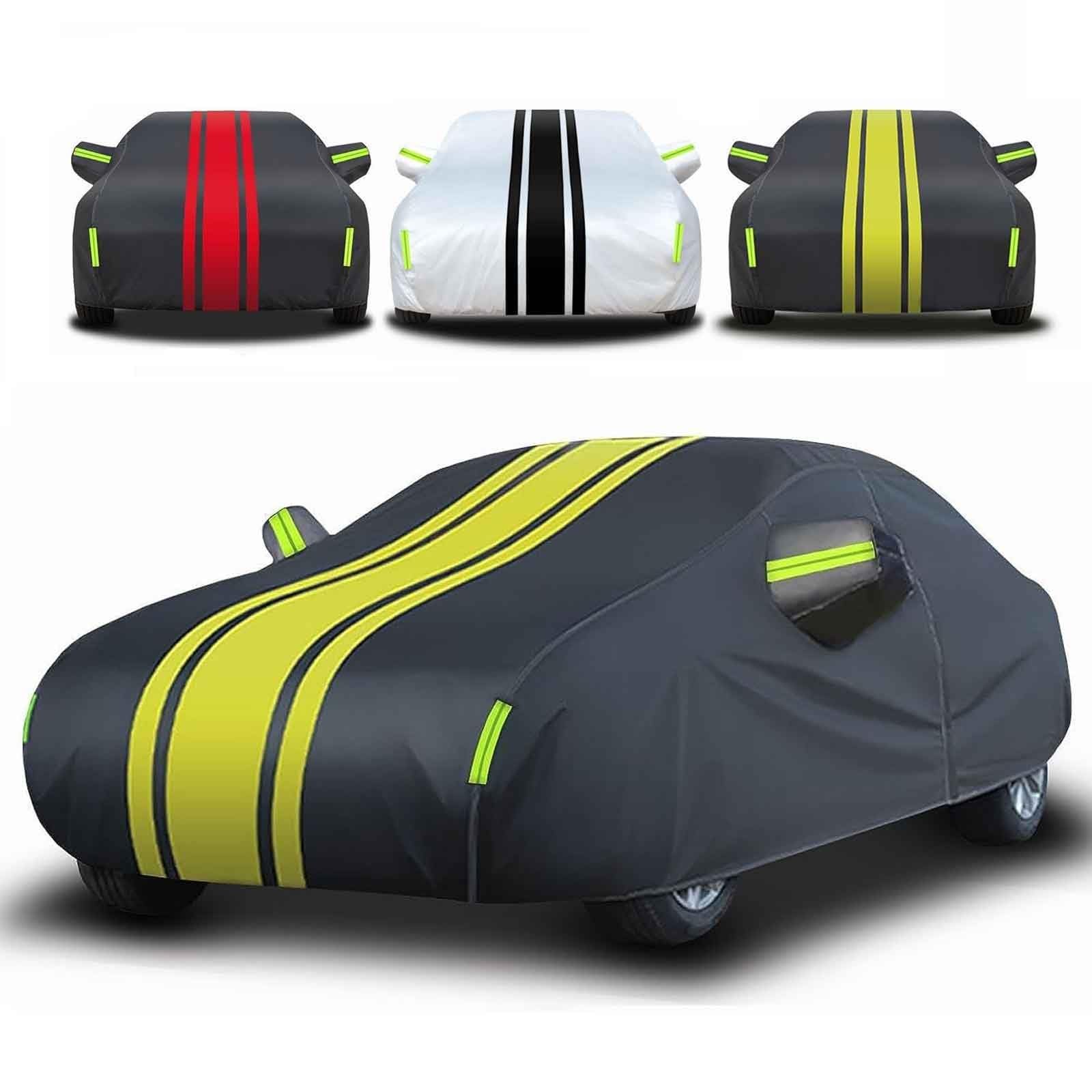 Autoabdeckung Wasserdicht und Atmungsaktiv für Porsch e 718 Boxste r, Outdoor Vollgarage Autoplane für Sonne Regen Staub Schutz, Auto Abdeckplane Abdeckung(Black Yellow,für Porsch e 718 Boxste r)