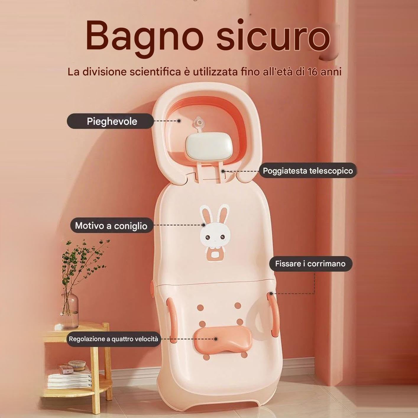 Sedia Shampoo Pieghevole per e Bambini Seggiolino Reclinabile Risciacquo