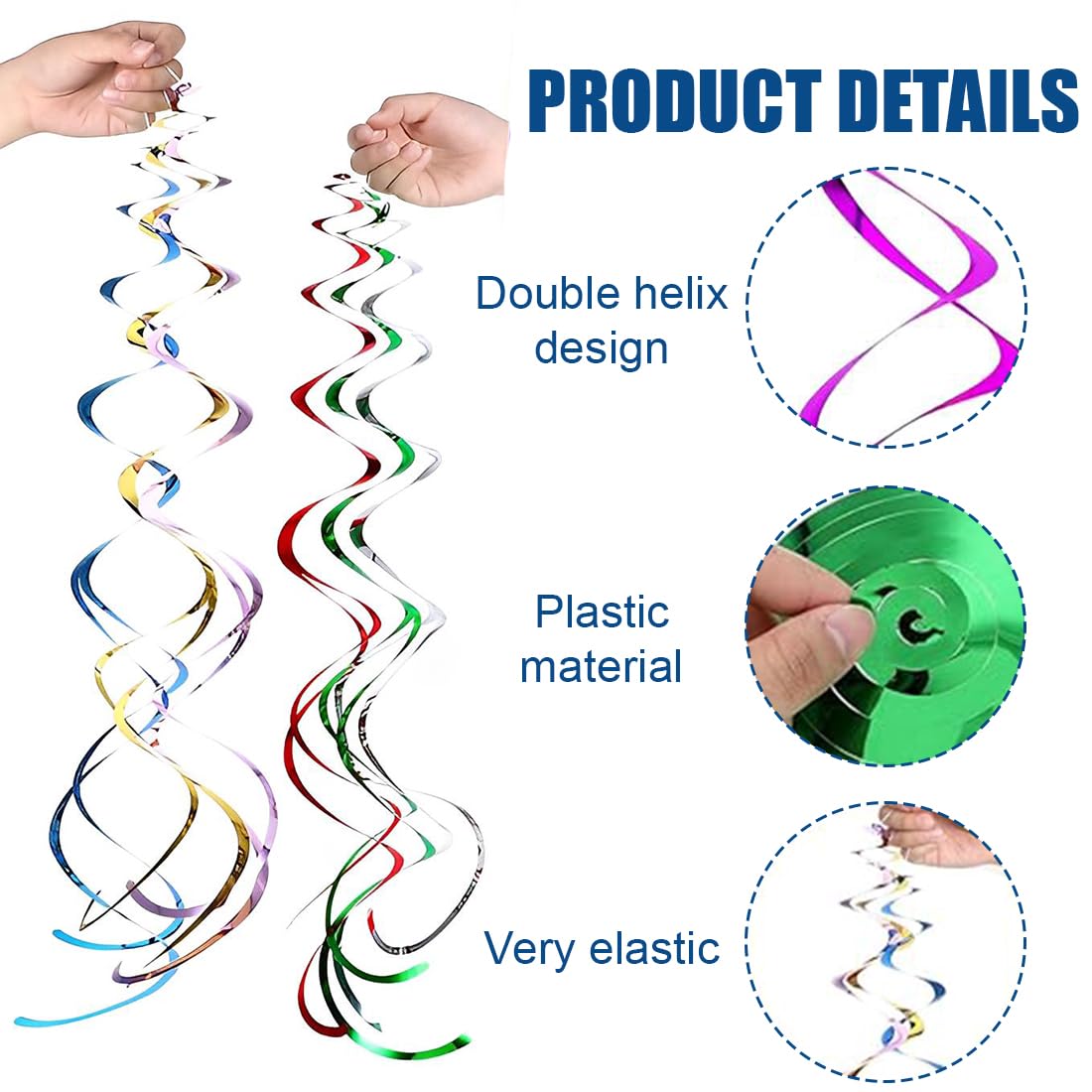 18 pezzi Decorazioni Feste Appendere a Spirale, Decorazioni Soffitti a Spirale, Riutilizzabili Stelle Filanti a Spirale, Ghirlanda a Spirale per Baby Shower,Matrimonio,Forniture Bomboniere