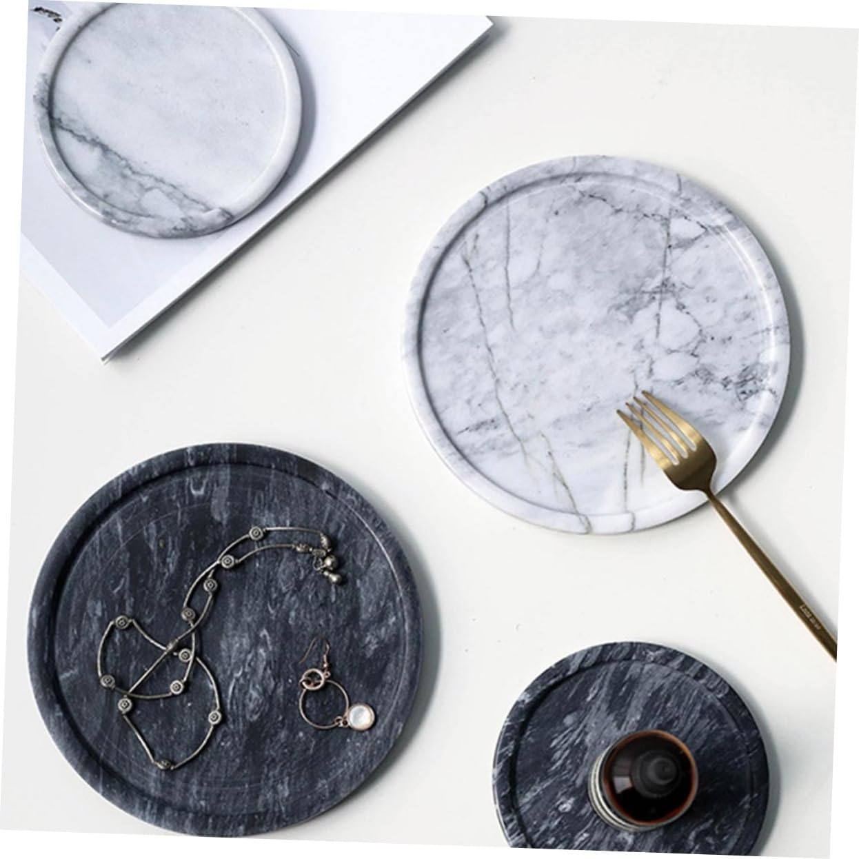 Natural Marble Tray Decor Serving Platter Dessert Plate Jewelry Dish Tray