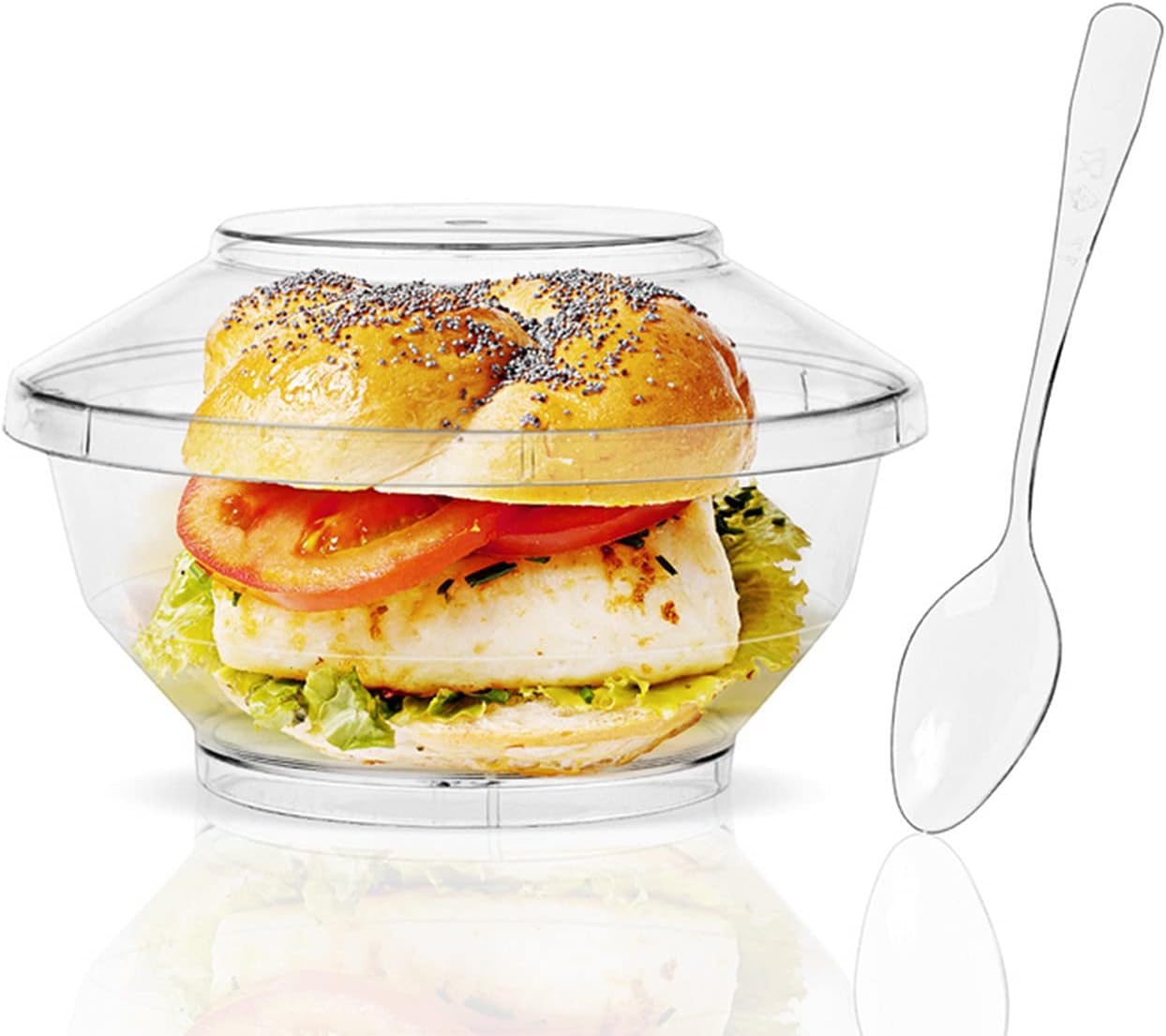 50 Packs 4 Oz Clear Plastic Dessert Cups with Spoons Dome Lids Ice Cream Dessert Bowls 50 Set Disposable Dessert Cups Snack Salad Bowl Tasting Sampling Cup Fruit Bowl for Party Wedding
