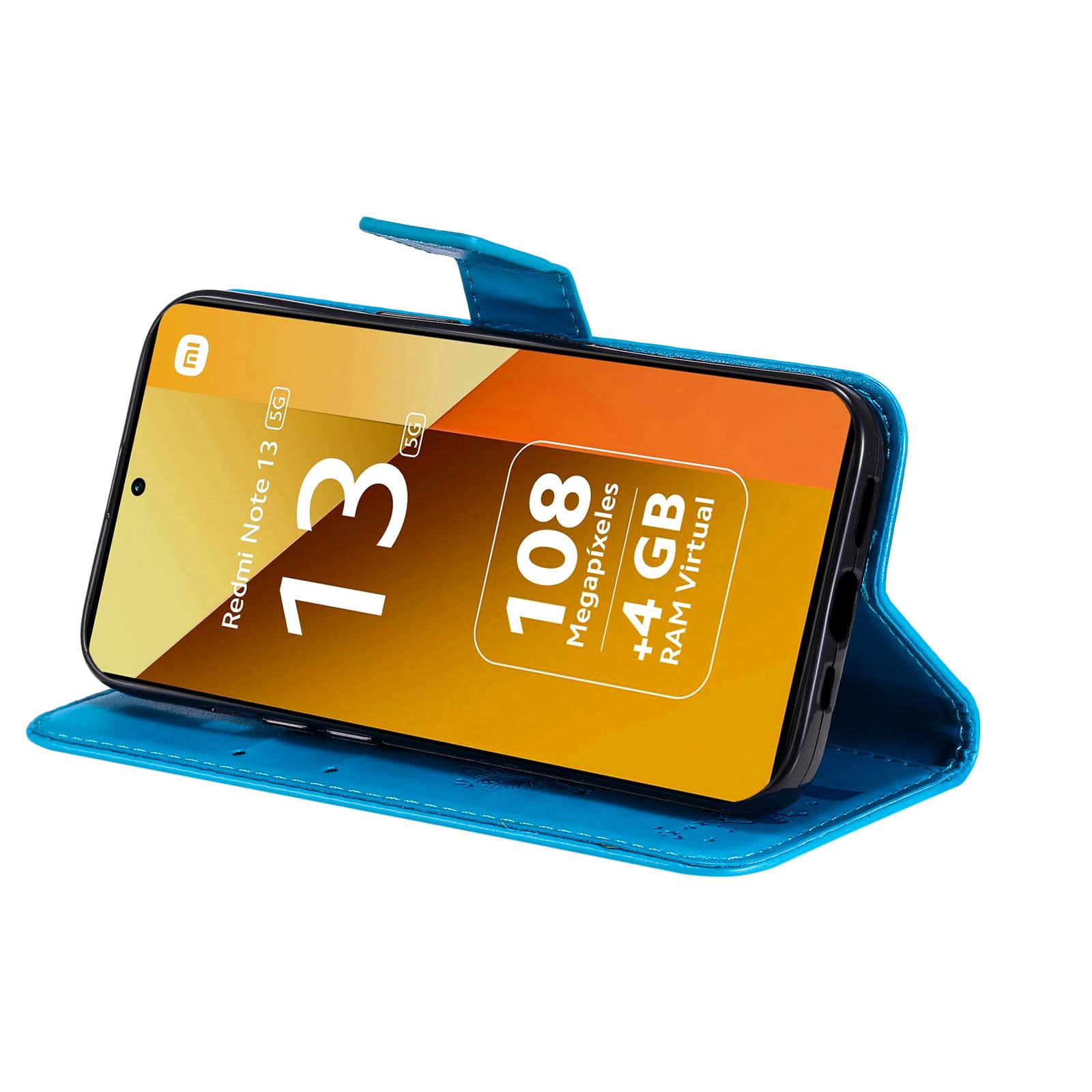 Cover Per Xiaomi Redmi Note 13 5G - Custodia Libro Flip In Pelle PU, Grigio, Con Porta Carte E Chiusura Magnetica, Funzione Stand - 3