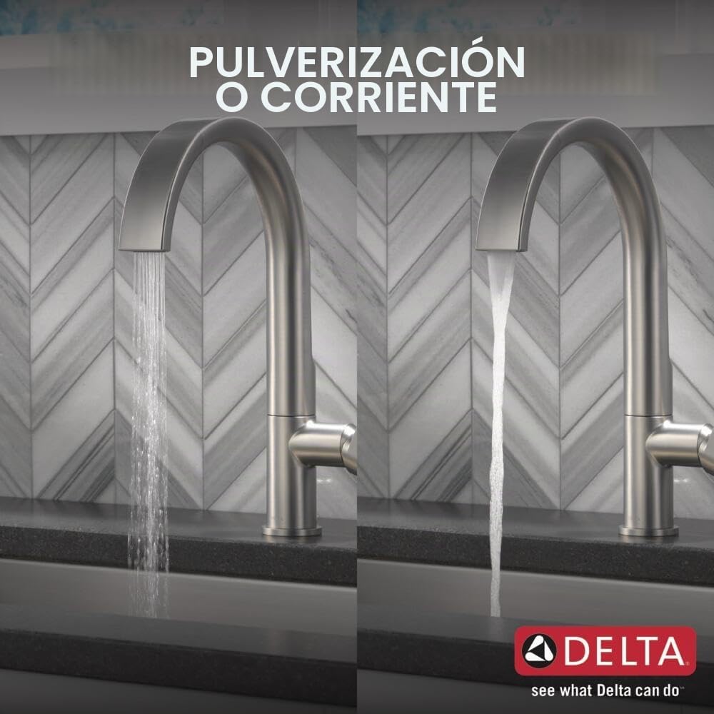 Delta Faucet Keele SpotShield - Grifo de cocina de acero inoxidable con pulverizador extraíble, grifo de fregadero de cocina para fregadero de cocina, cabezal de pulverización de acoplamiento